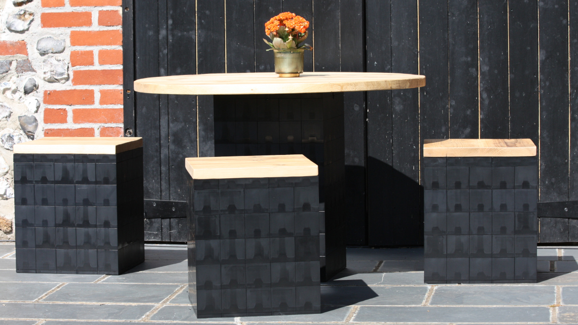 Morph recycled ABS Cube stools and table