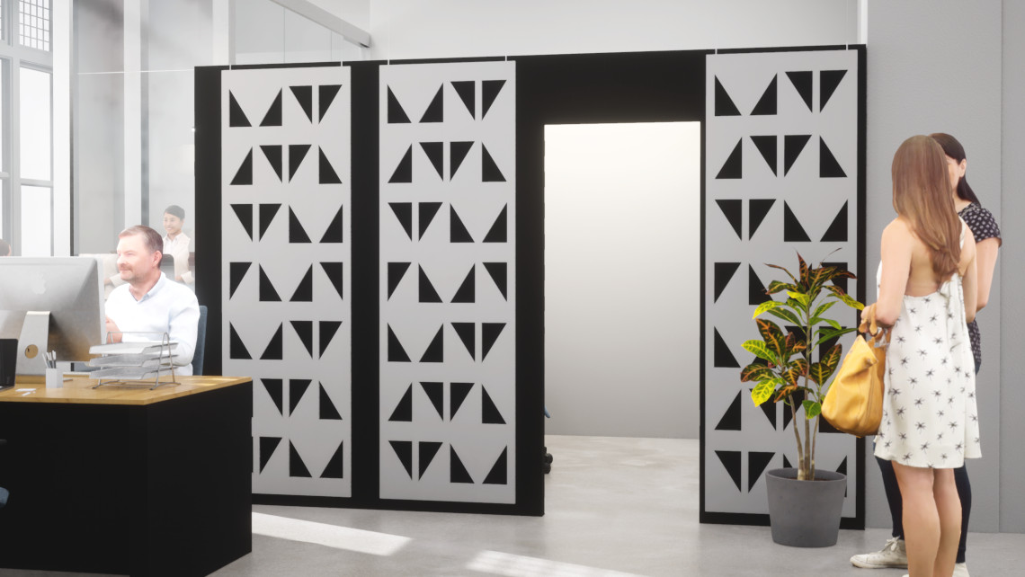 Morph partition in office with acoustic panels