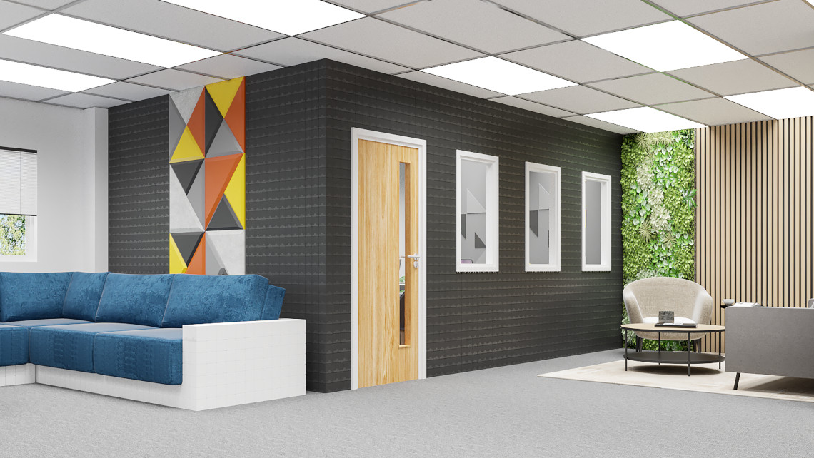 Morph Room in Common room with windows and door Morph Room in Common room with windows and door