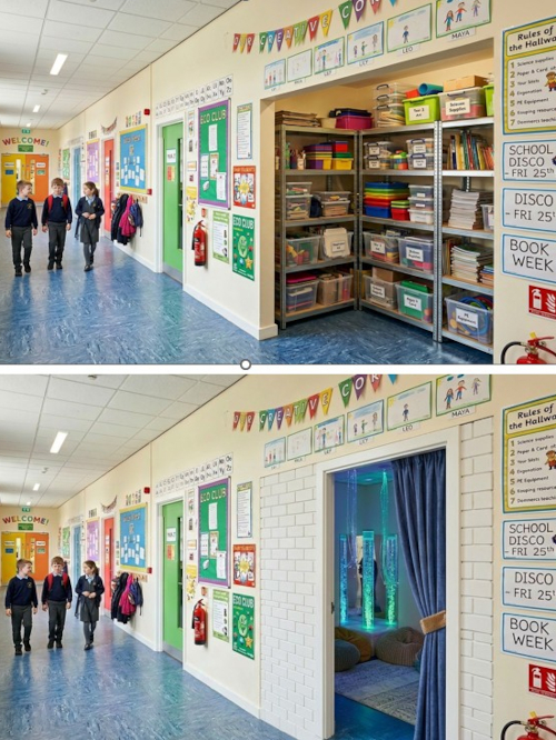 Morph bricks used to create sensory room from storage alcove